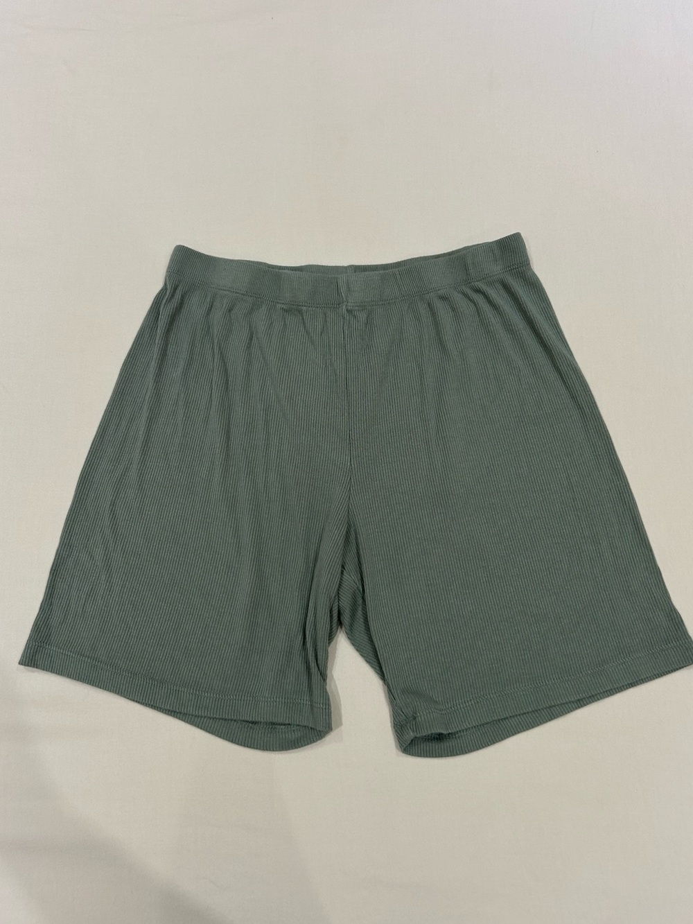 Happily Grey Hunter Green Ribbed Biker Shorts, Size L